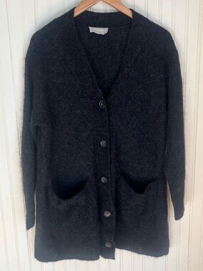 Everlane Women’s Large Alpaca Blend Dark Gray Long Cardigan